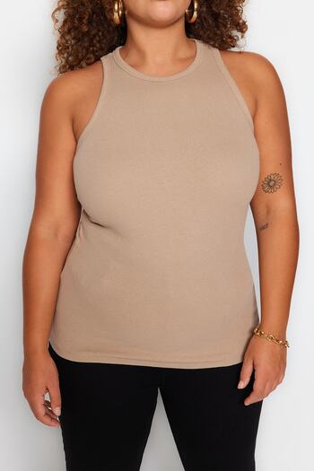 Trendyol Curve Mink Halter Collar Basic Knitted Tank Top TBBSS23CV00001