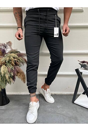 Ser Joven Men's Anthracite Basic Relaxed Fit Jogger Trousers