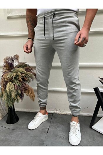 Ser Joven Men's Gray Basic Relaxed Fit Jogger Pants