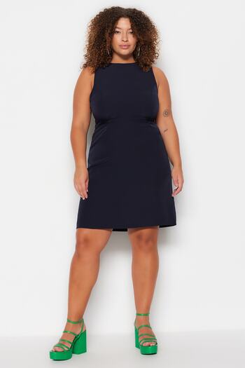 Trendyol Curve Navy Blue A-line Woven Dress TBBSS23AH00150