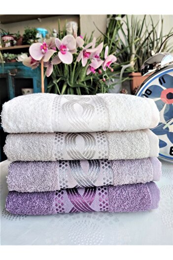 Z&N STYLE Annem Bukle Jakarlı 50x90 см. Набір з 4 розкішних рушників для рук і обличчя (в спеціальній сумці)