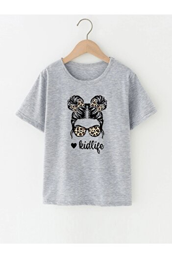 LePold Gray Kid Printed Girl's T-Shirt