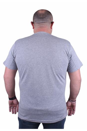 MocGrande Large Size Men's Printed T-Shirt Harley Wood 23130 Grey Melange