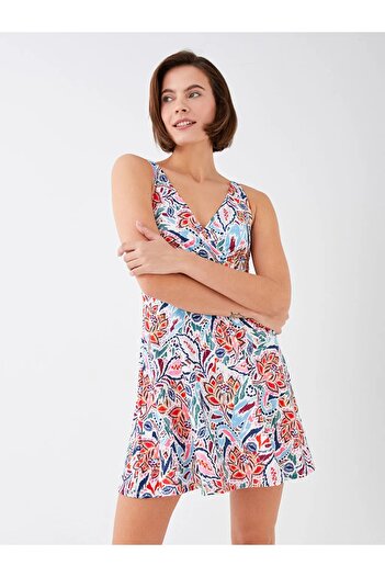 LC Waikiki Lcw Dream V-Neck Patterned Women's Skirted Swimsuit