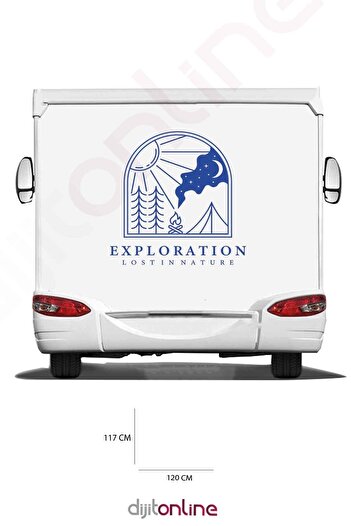 Dijitonline Autocolant pentru rulotă - Autocolant Lună și Steaua - Autocolant Foc - 120x117 Cm