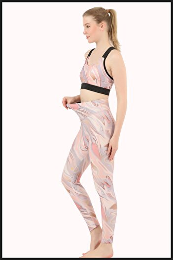 missmaral Women's Leggings High Waist Recovery Powder Colored Digital Printed Comfortable & Stylish Model