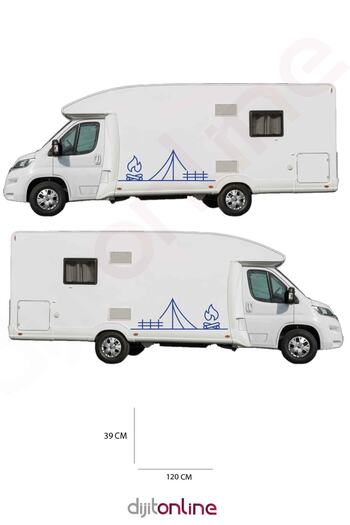 Dijitonline 2 Autocolante pentru Rulotă - Autocolant Camping - 120x39 Cm
