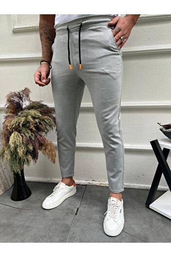 Ser Joven Ανδρικό παντελόνι Jogger σε γκρι Basic Relaxed Fit Double Leg