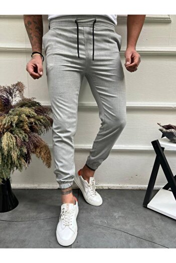 Ser Joven Men's Gray Basic Relaxed Fit Jogger Pants