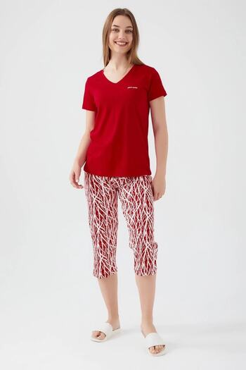 Pierre Cardin 100% Cotton V-Neck Women's Capri Pajama Set 8610