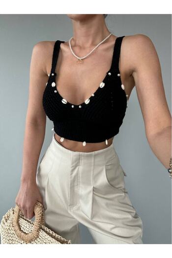 Friday Mood Women's Seashell Detailed Knitwear Bustier