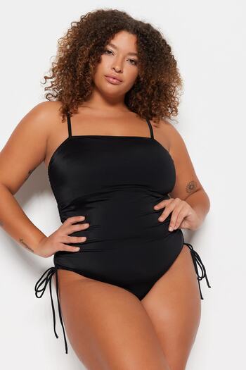 Trendyol Curve Ρυθμιζόμενο μαγιό Black Side Gathered με εφέ αποκατάστασης TBBSS23AM00041