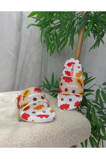 GEZER Autumn Themed Non-Slip Plastic Pool Sea Bathroom Balcony Terrace Home and Street Slippers
