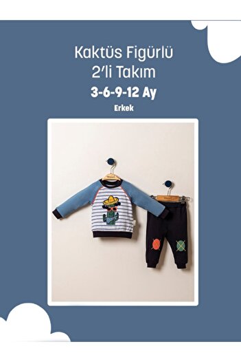Necix's Kaktüs Figürlü 2'li Bebek Takım Erkek Bebek Takımı Bebek Kıyafetleri Askılık Hediyeli!!!...