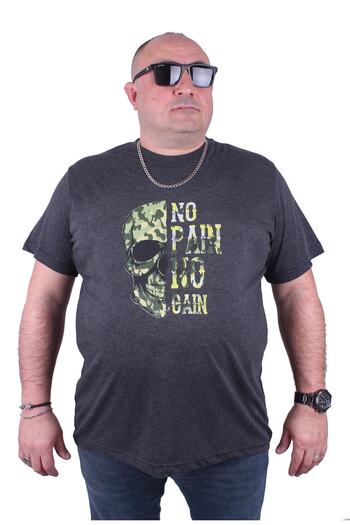 Starbattal Large Size Men's Crew Neck T-Shirt No Gain 23126 Anthracite Melange