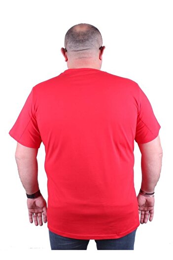 Starbattal Large Size Men's Printed T-Shirt New York 23129 Red