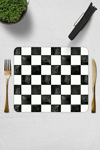 Decorita Set of 2| Glass Plate - Breakfast Plate - Cake Plate| Checkered Pattern| 29cm X 34cm