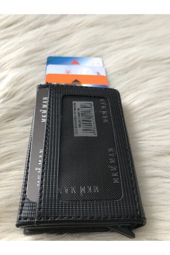 MKM MAN Black Automatic Mechanism Leather Look Card Holder\wallet