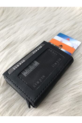 MKM MAN Black Automatic Mechanism Leather Card Holder\wallet