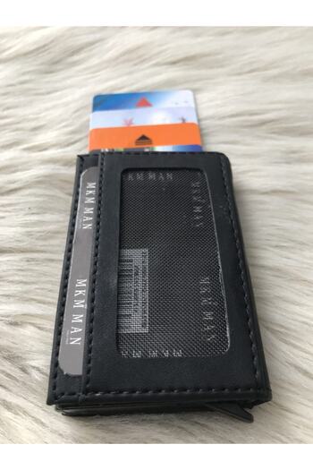 MKM MAN Black Automatic Mechanism Leather Card Holder\wallet