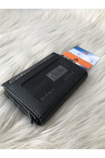 MKM MAN Black Automatic Mechanism Leather Card Holder\wallet