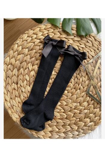 ArdenKids Baby Knee Socks with Black Ribbon