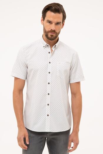 Pierre Cardin Білий гольф з коротким рукавом Сорочка Regular Fit