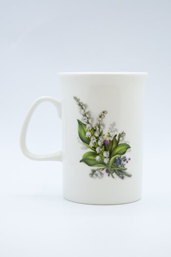 Bursa Porselen Dekor Green Flower Pattern Porcelain Mug