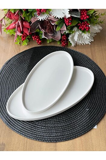 Mikasa Moor Modern Plain Boat Plate Set of 2