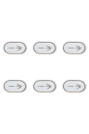 Porland Botanical Pattern Boat Plate 18cm Set of 6