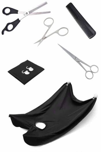 Vi Caro 5 Pieces Hairdresser Set Metal Hair Cutting Scissors + Thinning Spacer Scissors + Comb + Barber Apron + Eyebrow Scissors