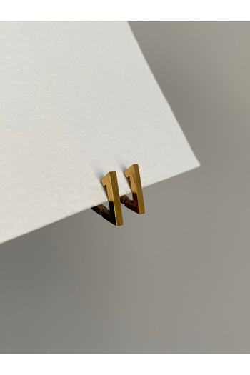 Owentis Steel Gold Triangle Form Belmo Earrings 1.5 Cm - No Darkening-