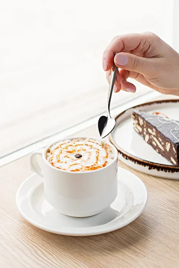 Nehir Can Canan Teaspoon - Steel Teaspoon Set - 12 Teaspoon - Heart Teaspoon Set