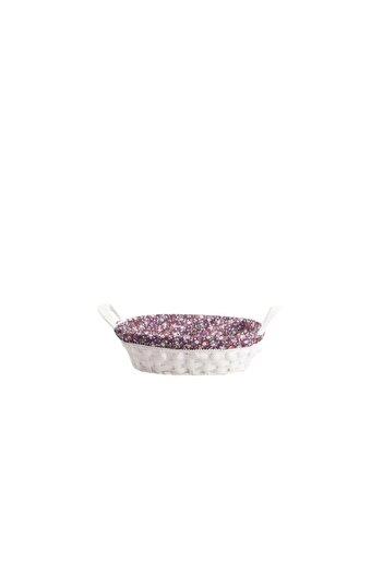 ÇIRPAN EV 27X20Cm Purple White Pvc Knitted Basket