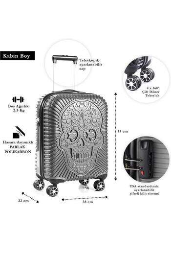 ÇÇS 5186 Gümüş Polikarbon Kabin Boy Valiz - Rolf