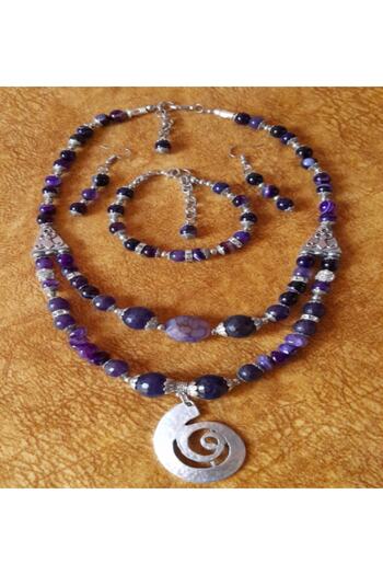 Asteria Elite Purple Agate Spiritual Balance, Wisdom and Inner Peace Jewelry Set