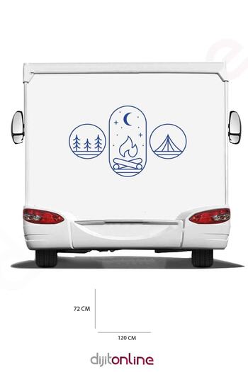 Dijitonline Autocolant pentru rulotă - Autocolant pentru munte - Autocolant pentru lună și stea - 120x72 cm