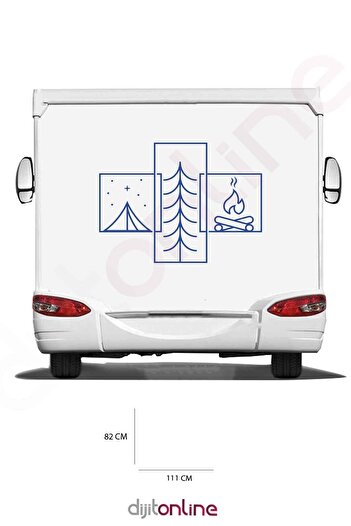 Dijitonline Autocolant pentru rulotă - Autocolant pentru foc de tabără - Autocolant pentru munte - 111x82 Cm