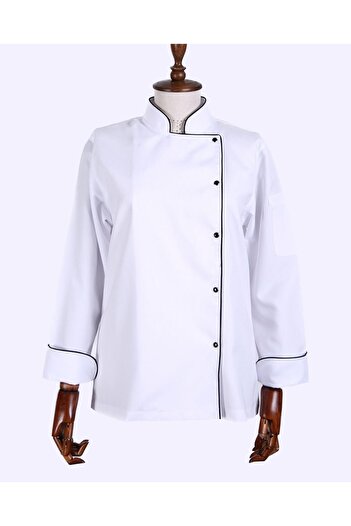 ACAR İŞ TEX Women's White Chef Cook Jacket