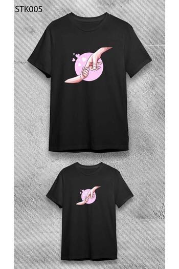 VİZYON İKRA Tricou combinat cu imprimeu de mână pentru mama fiica (PRETUL ESTE PENTRU BUC.)
