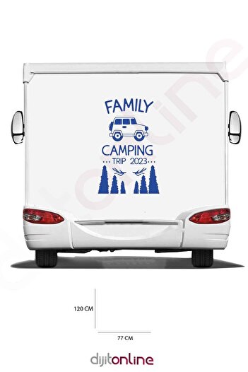 Dijitonline Autocolant pentru camping de familie - Autocolant pentru mașină și pădure - 120x77 cm