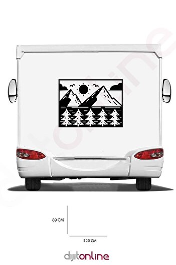 Dijitonline Autocolant Caravan Mountain - Autocolant Arborele și Soarele - 120x89 Cm