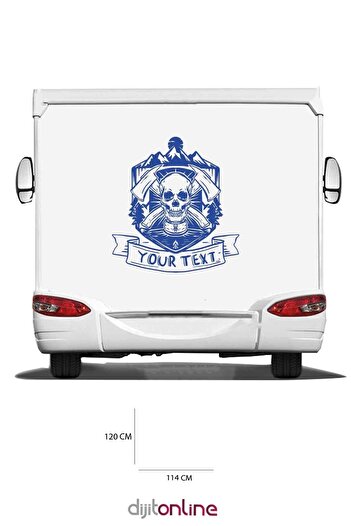 Dijitonline Autocolant Craniu Caravană - Autocolant Axe - Autocolant Munte - 114x120 Cm