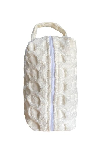 Lucy and Home Cream Big Waffle Pike Makeup Bag