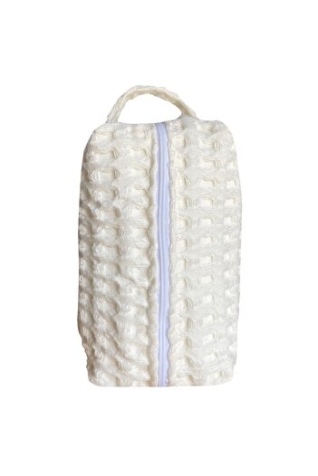 Lucy and Home Cream Big Waffle Pike Makeup Bag