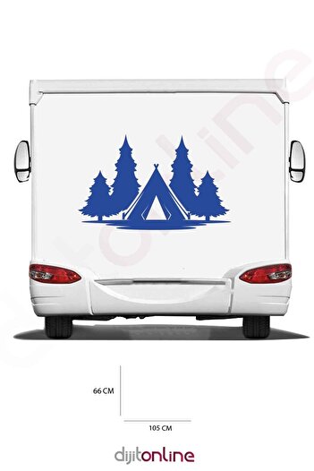 Dijitonline Autocolant Caravană - Autocolant Camping - Autocolant Copac - 105x66 Cm