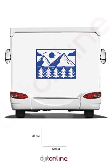 Dijitonline Autocolant Caravan Mountain - Autocolant Arborele și Soarele - 120x89 Cm
