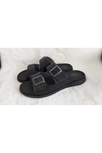 GEZER Black Men's Slippers - Anatomical Soft Sole and Adjustable Buckle