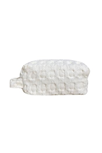Lucy and Home Cream Big Waffle Pike Makeup Bag