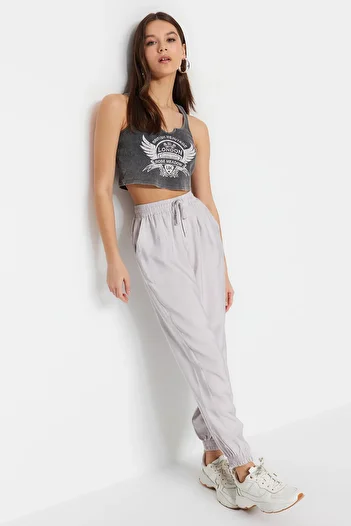 Trendyol Collection Gray Jogger Woven Trousers TWOSS20PL0129